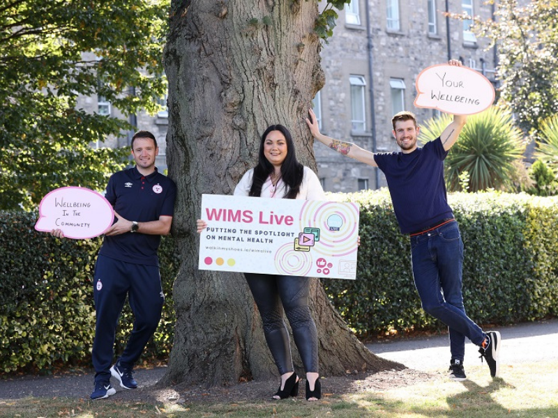 Brendan Clarke of Shelbourne FC, Grace Mongey of Faces by Grace and ultra-runner Conor O'Keeffe launch WIMS Live 2021